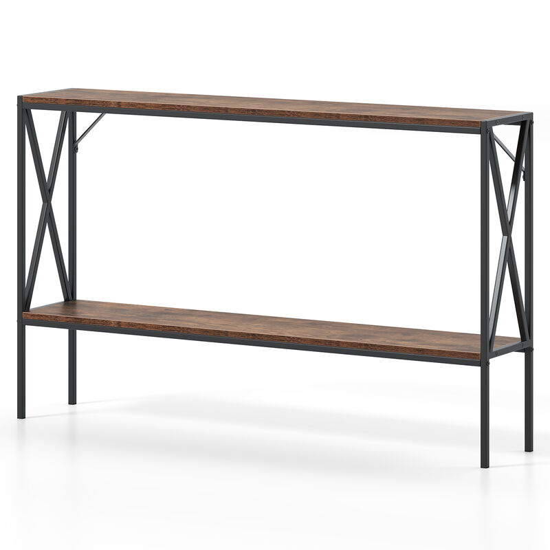 Compact Narrow Console Table with 2-Tier Storage – Entryway or Living Room Furniture