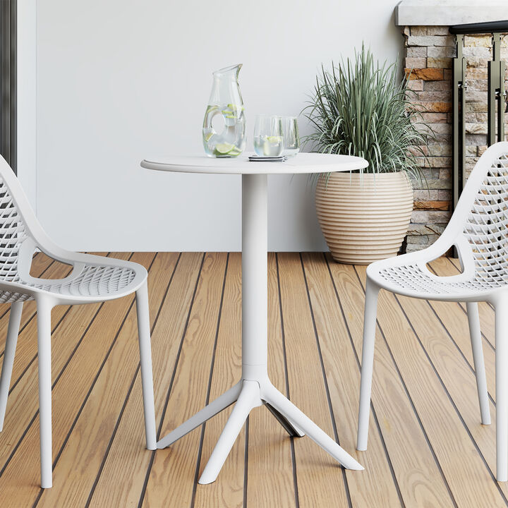 WestinTrends 23.5" Outdoor Polypropylene Resin Round Patio Bistro Dining Table for 2