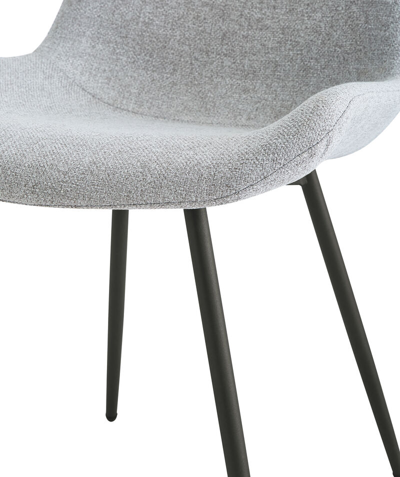 Set of 2 Scandinavian Dining Chairs with Black Metal Legs