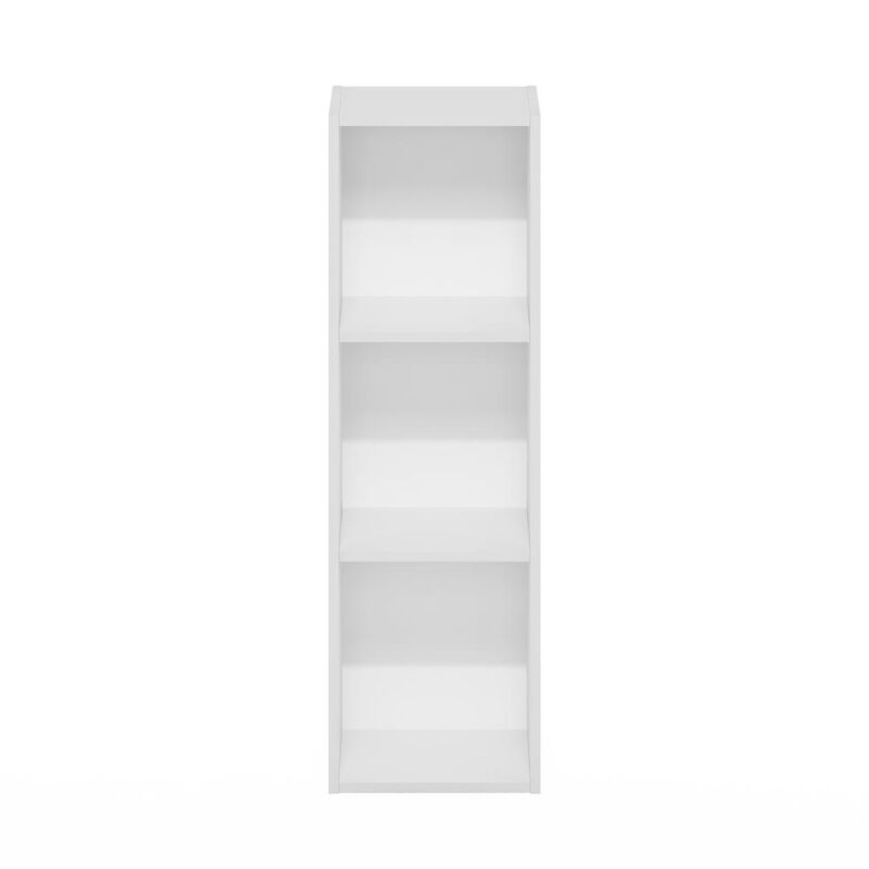 Fulda 3-Tier Space Saving Storage Shelf Bookcase, 10-Inch Width, White