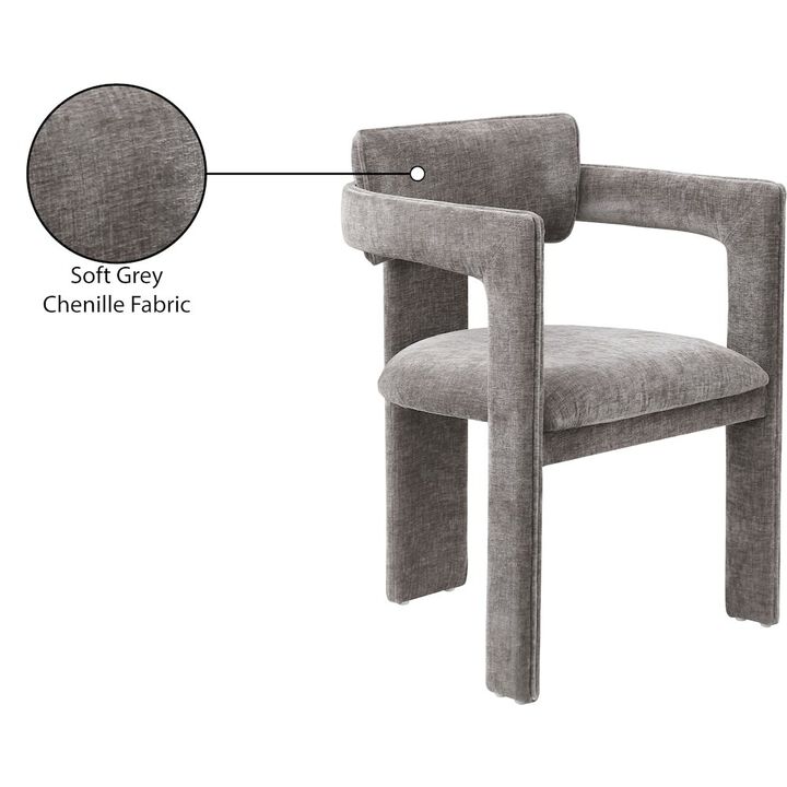 Meridian Furniture Brenda Grey Chenille Fabric Dining Chair, Set of 2