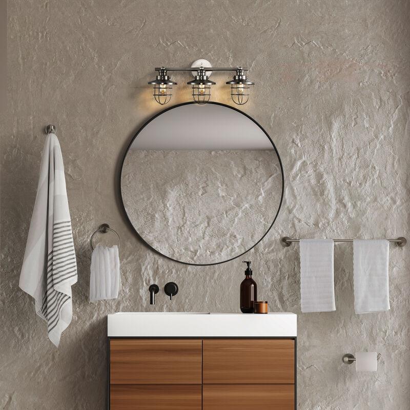 Avalon 26" 3-Light Farmhouse Cottage Vanity Light with Bathroom Hardware Accessory 5-Piece Set