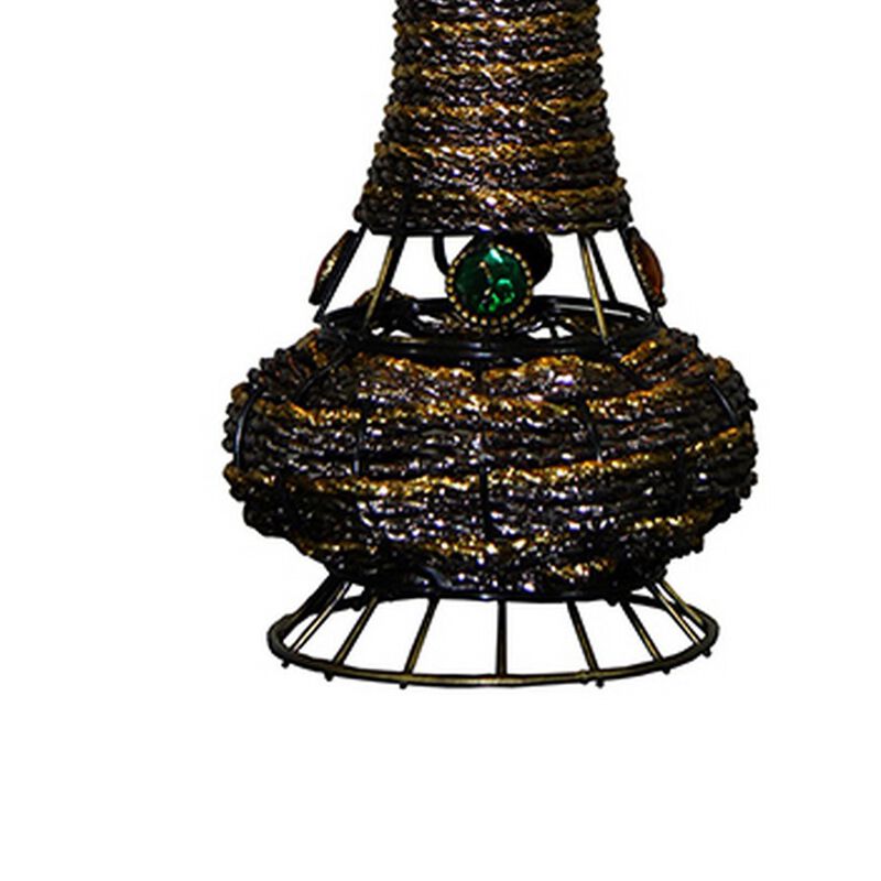 Tree Table Lamp with Aluminum Wire and Multiple LED, White - Benzara