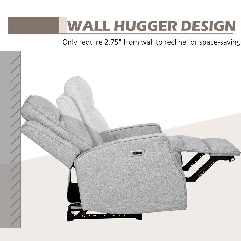 Gray Power Relaxation: Electric Recliner Armchair with USB Charger