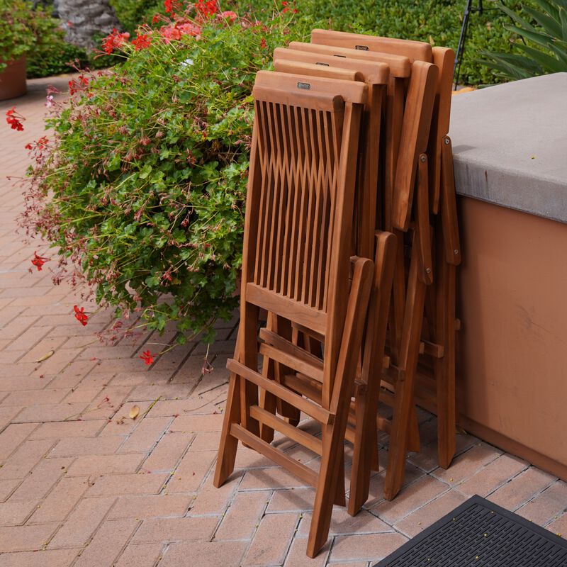 KindTEAK Set of 2 Folding Teak Outdoor Dining Chairs