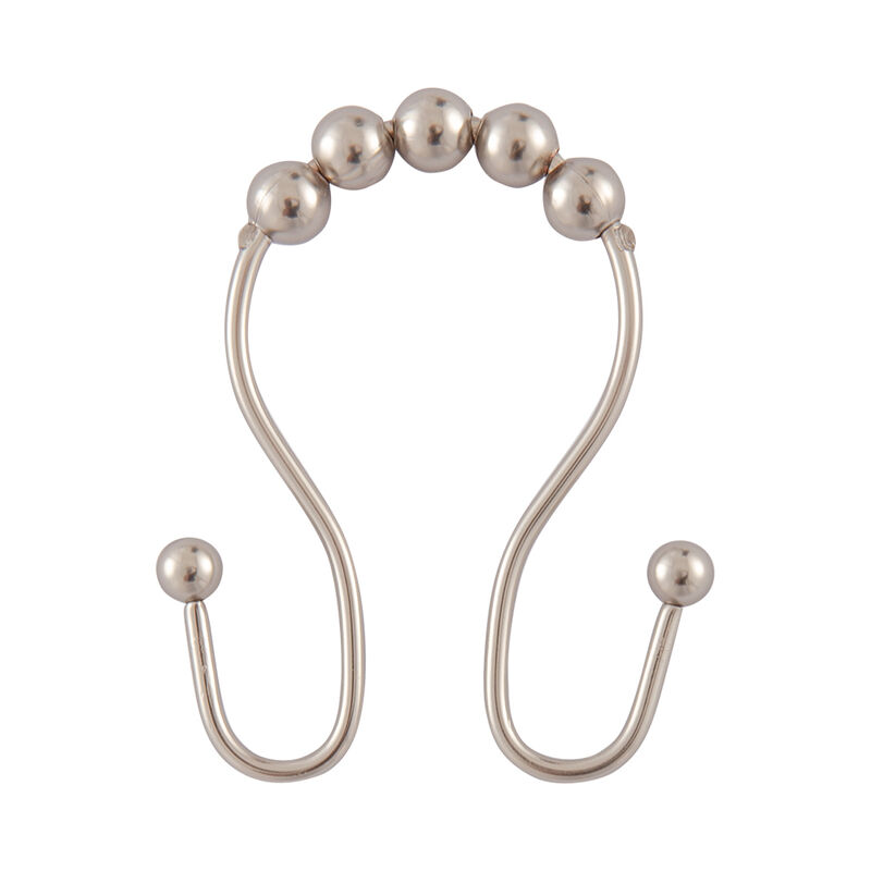 Rust-Proof Stainless Steel Double Shower Curtain Hooks with Smooth Rolling Balls, Set of 12 image number 0