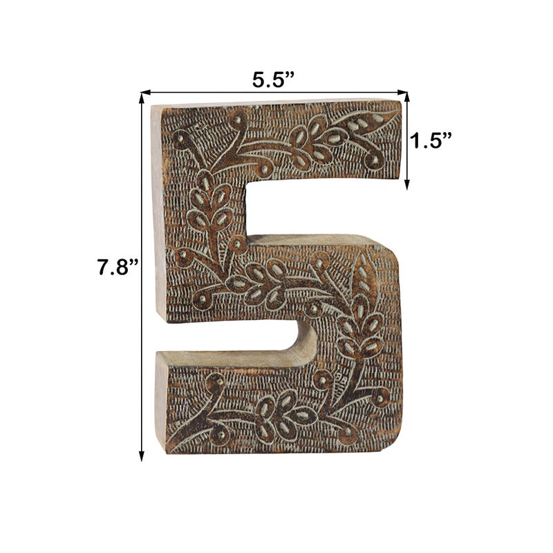Vintage Gray Handmade Eco-Friendly "5" Numeric Number For Wall Mount & Table Top Décor