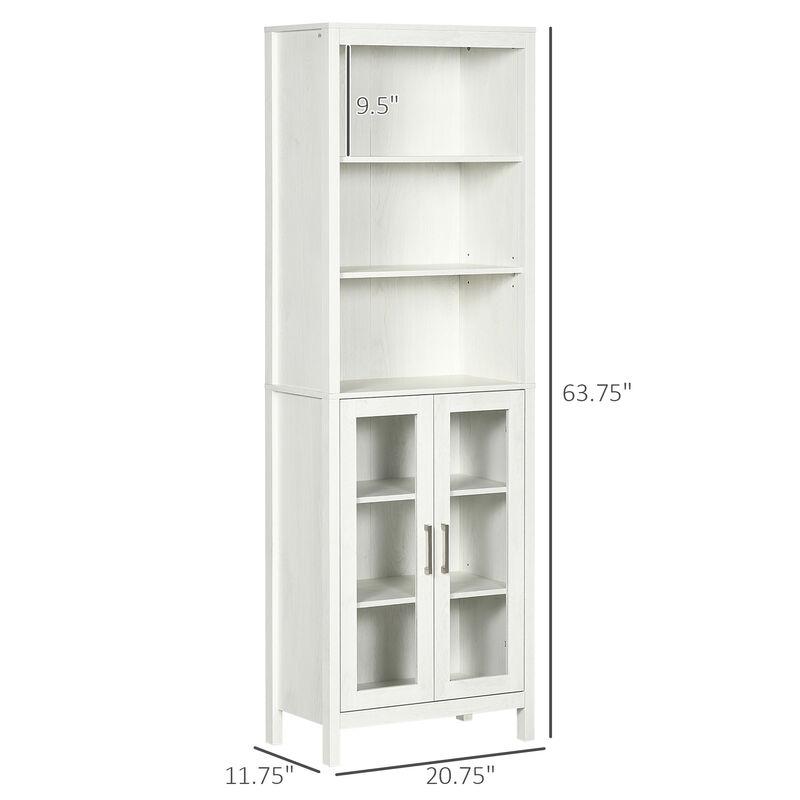Tall Bathroom Storage Cabinet, Linen Tower with Adjustable Shelves, White
