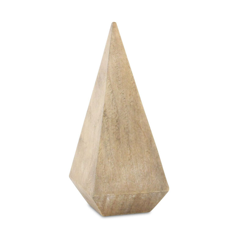 HomeRoots 6" Natural Solid Wood Pyramid Decorative Sculpture image number 2