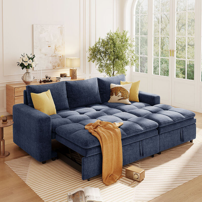 Merax Polyester Sectional Sofa Bed with Storage Space