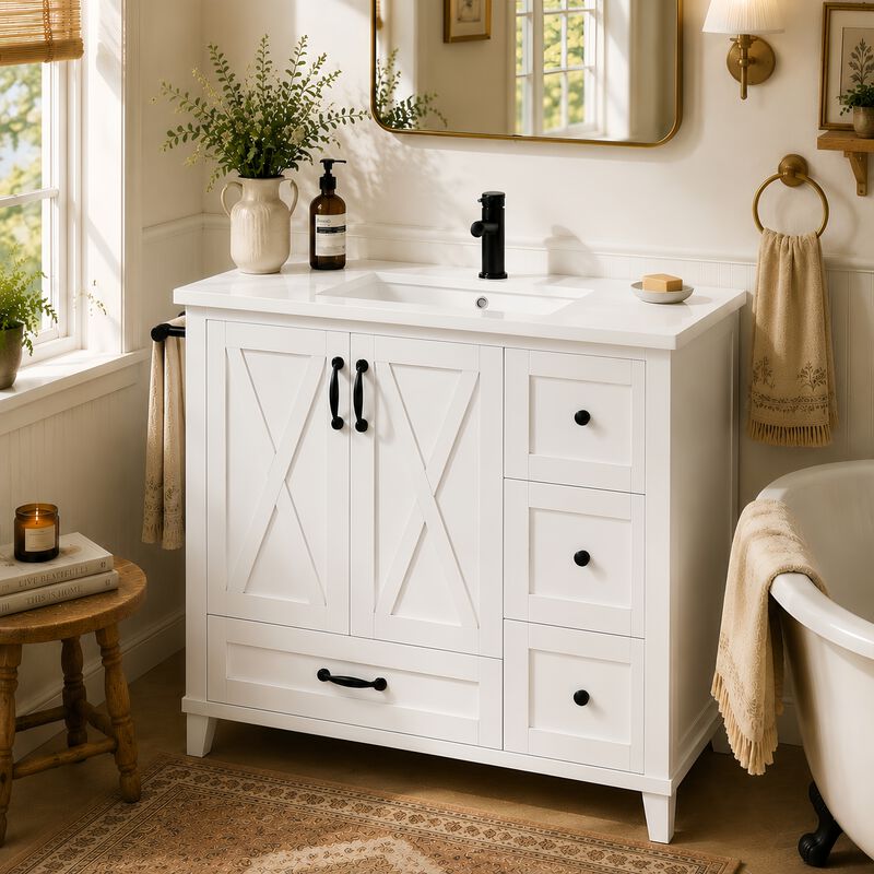 Zibpop 36 Inch Bathroom Vanity with Sink image number 2