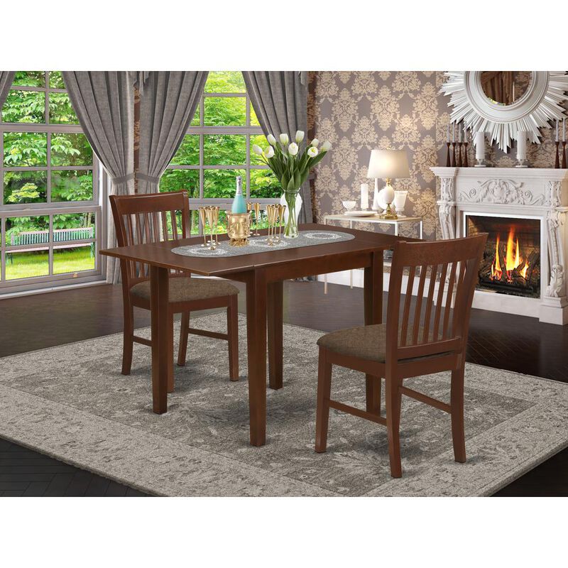 East West Furniture Dining Room Set Mahogany, NDNO3-MAH-C