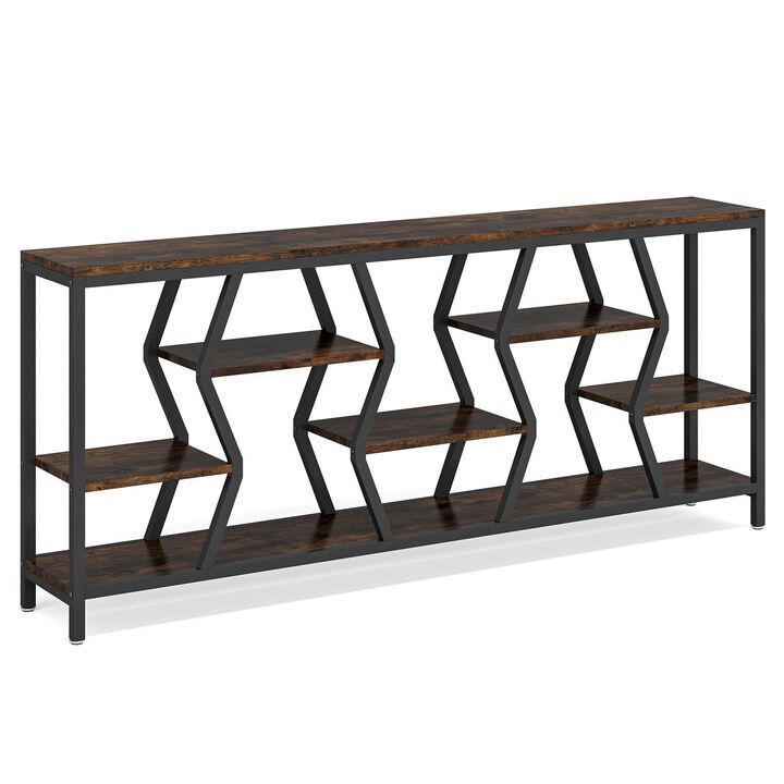 Tribesigns Industrial Wood Console Table with Storage Shelves