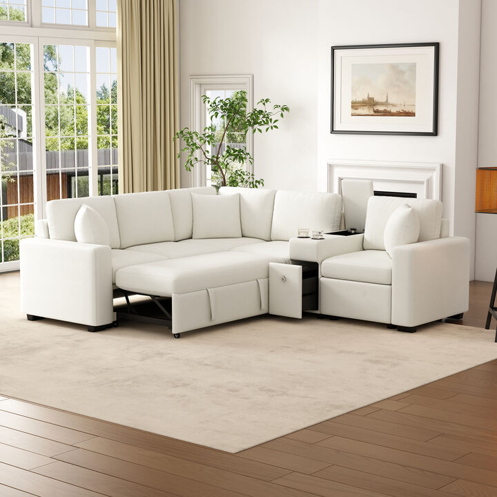 L-shaped Convertible Sectional Sofa Sleeper.