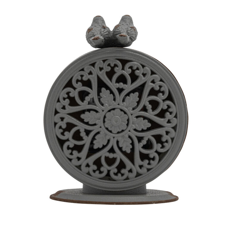 Decorative Pewter Mantel Clock with Bird Accent, Grey Finish image number 3
