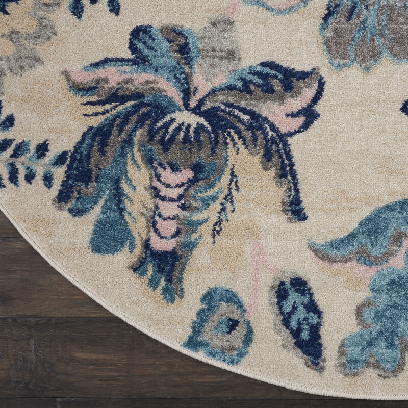 Tranquil TRA02 Ivory/Light Blue 5'3" x Round Rug image number 2