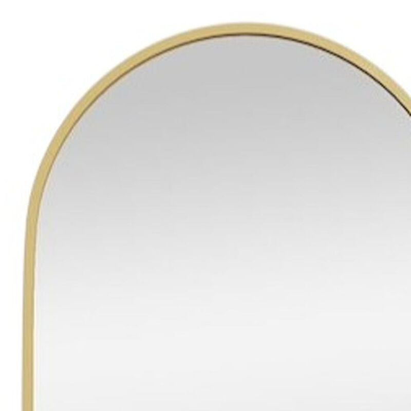 HomeRoots 70" Gold Metal Arch Wall Mounted Leaning Or Freestanding Framed Full Length Mirror image number 3