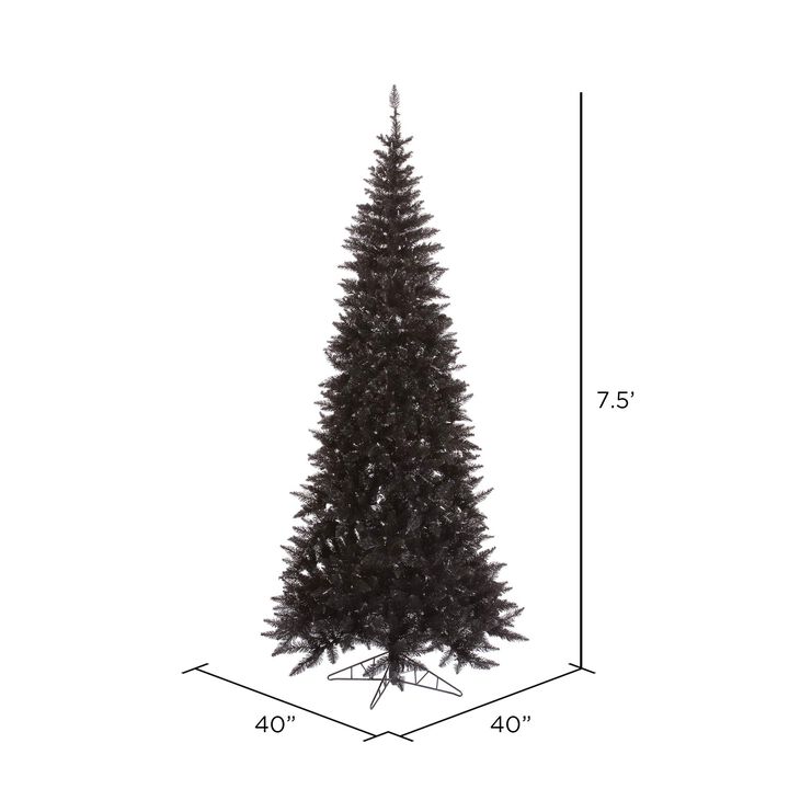 Vickerman 7.5' Black Fir Slim Artificial Christmas Tree Unlit, Seasonal Indoor Home Decor