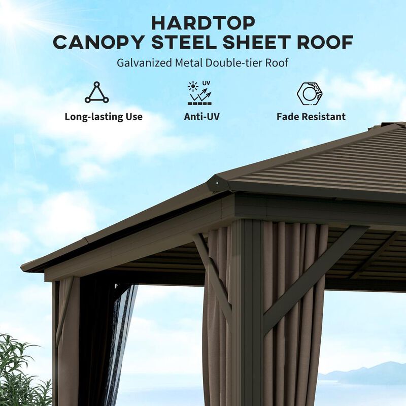 Hivvago 10x12 Patio Gazebo with Curtains, Netting & Metal Roof image number 3