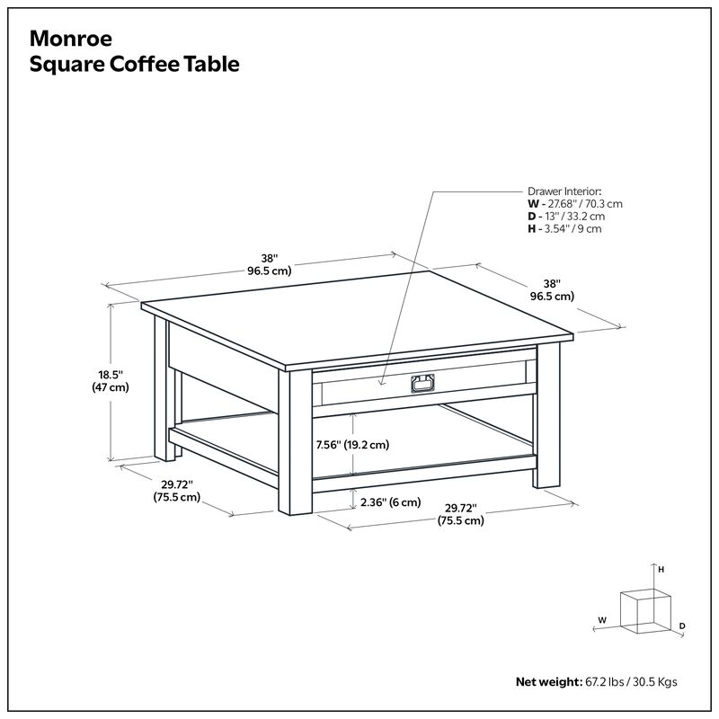 Simpli Home Monroe Solid Acacia Wood Square Coffee Table In Farmhouse Grey