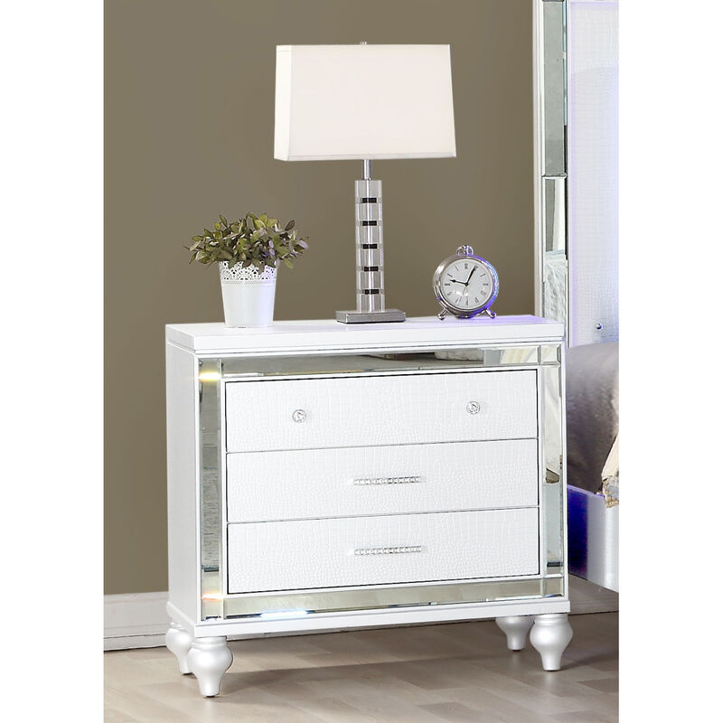 Sterling Mirror Framed Nightstand Made with Wood in White image number 3