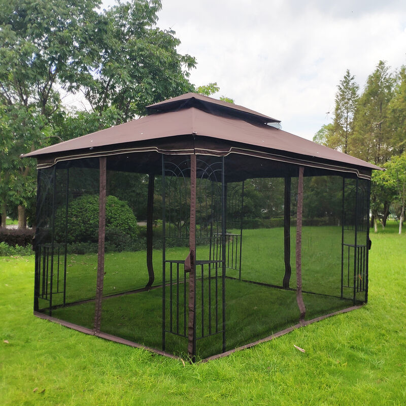 13x10 Ft Outdoor Patio Gazebo Canopy Tent with Ventilated Double Roof, Mosquito Net, and Detachable Mesh Screen Suitable for Lawn, Garden, Backyard