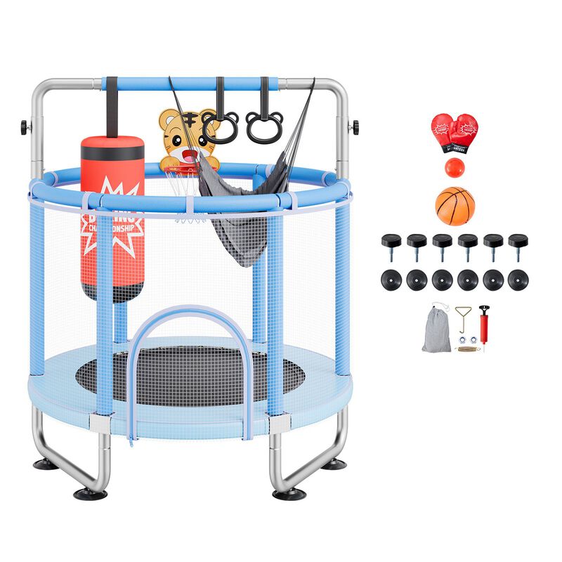 Mini Toddler Trampoline with Safety Net and Basketball Game, Birthday Gift for Children image number 4