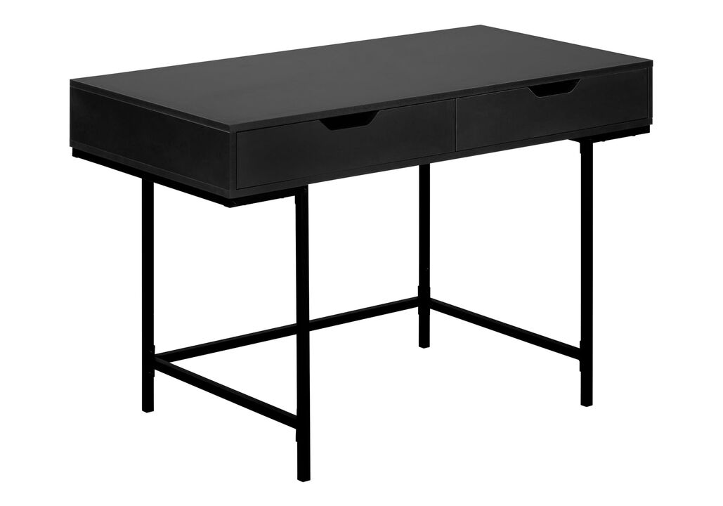 Monarch Specialties I 7556 Computer Desk, Home Office, Laptop, Storage Drawers, 48" L, Work, Metal, Laminate, Black, Contemporary, Modern