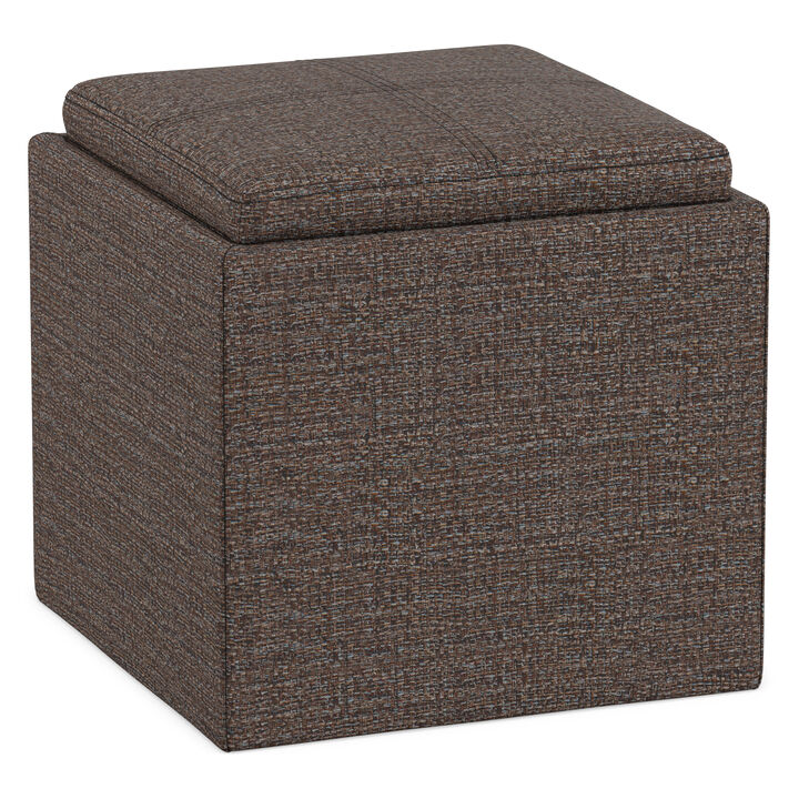 Simpli Home Rockwood Cube Storage Ottoman with Tray