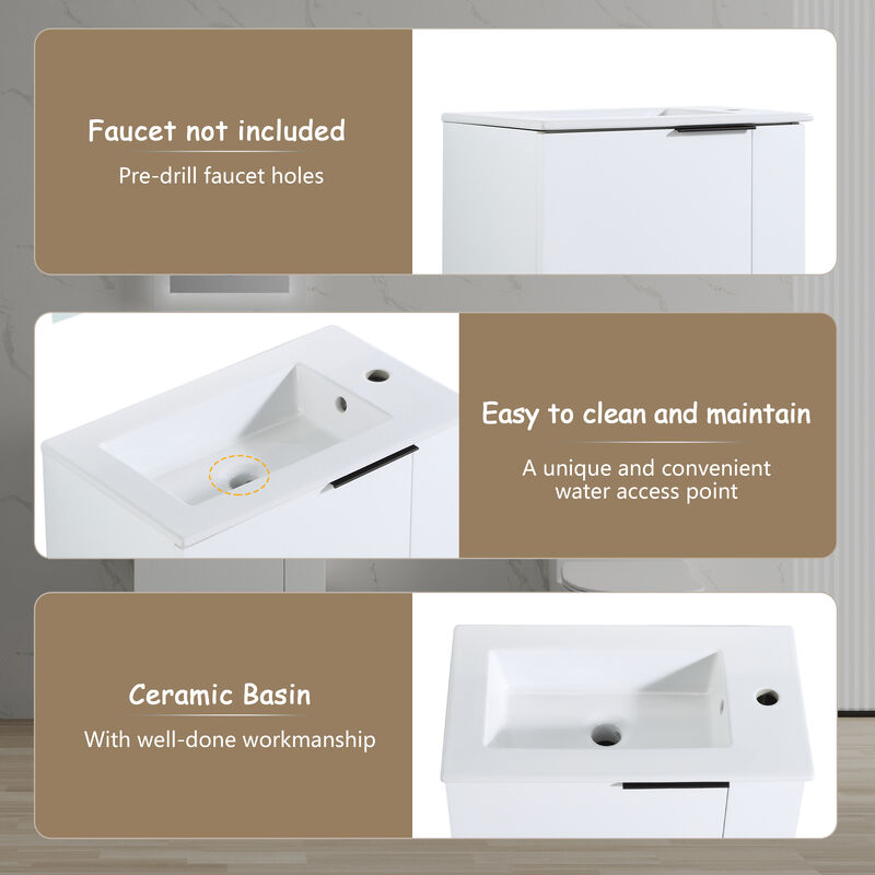 TATEUS Floating Bathroom Vanity with 22 Inch Sink