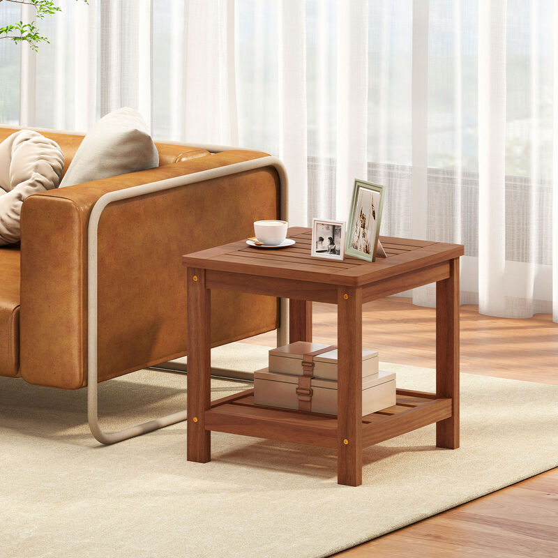 Patio Side Table, 2-Tier with Storage Shelf for Outdoor Use image number 6