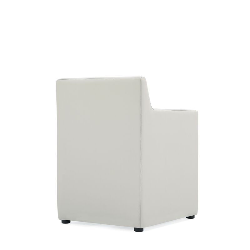 Anna Square Dining Arm Chair in Light Gray