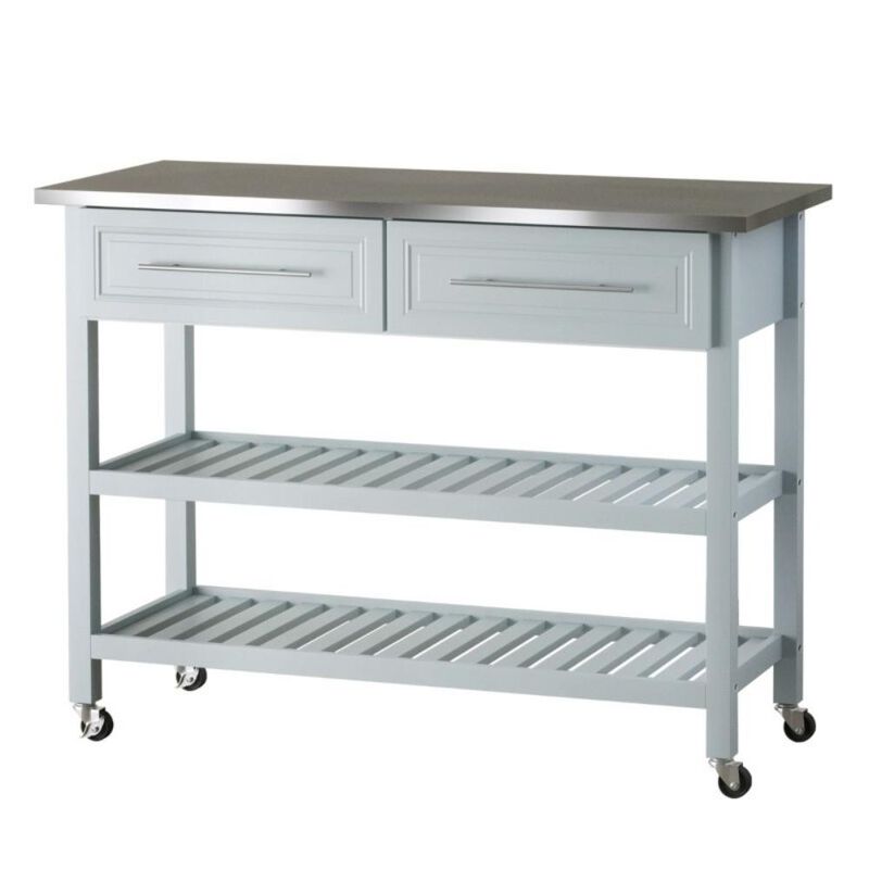 Rolling Kitchen Island with 2 Drawers and Storage Shelf for Convenient Kitchen Organization