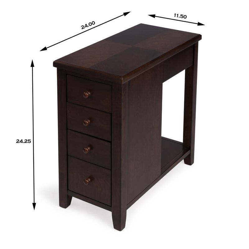 Butler Specialty Kelton 4 Drawer Side Table, Dark Brown