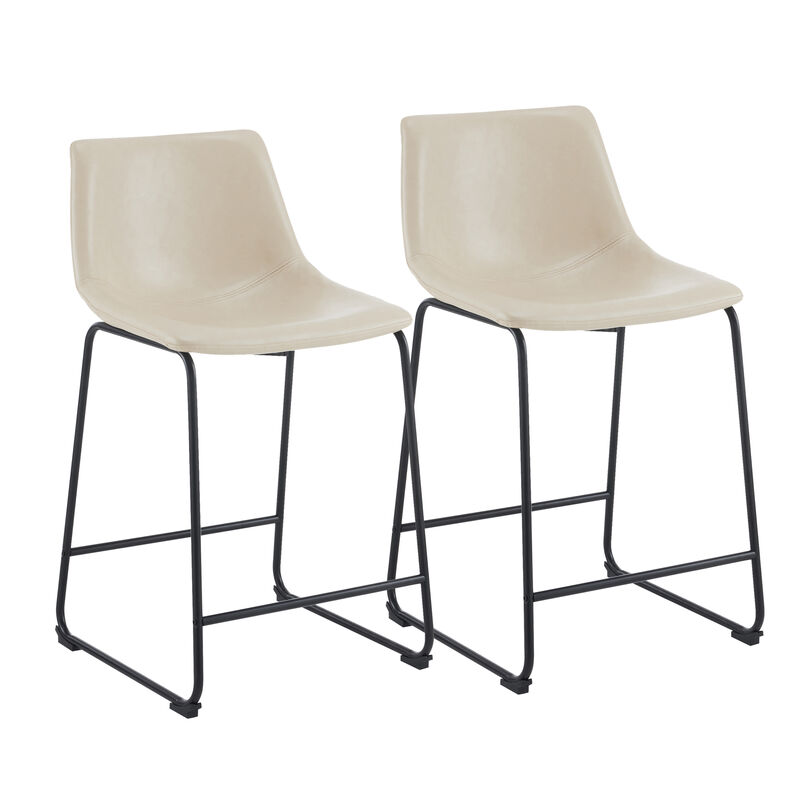 Christopher Knight Home Havelton Modern 24 Inch Faux Leather and Steel Frame Counter Stools (Set of 2)