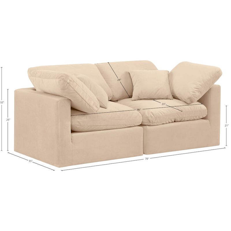 Meridian Furniture Indulge Beige Velvet Modular Sofa