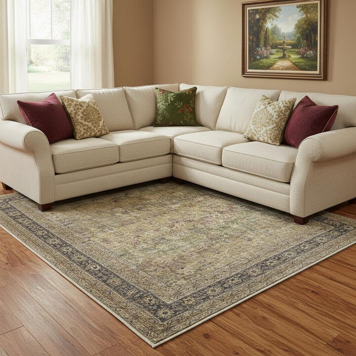 HomeRoots Floral Medallion Washable Area Rug