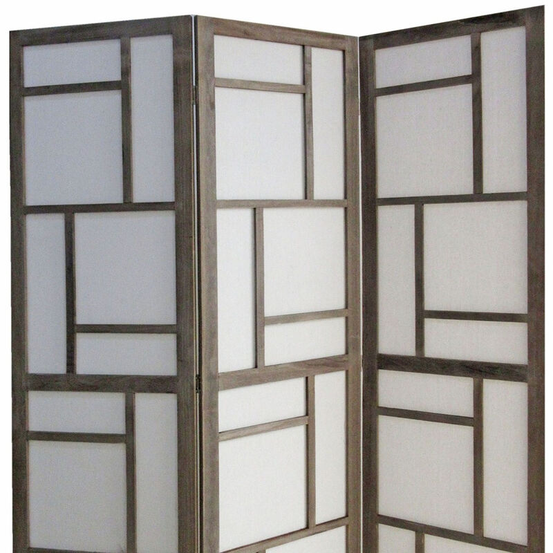 Wood and Fabric 3-Panel Screen Room Divider for Stylish Privacy and Space Separation