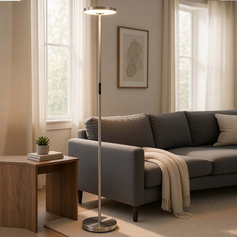 Floor Lamp with LED Torchiere, Touch Dimmer, 70 Inch Brushed Steel image number 8