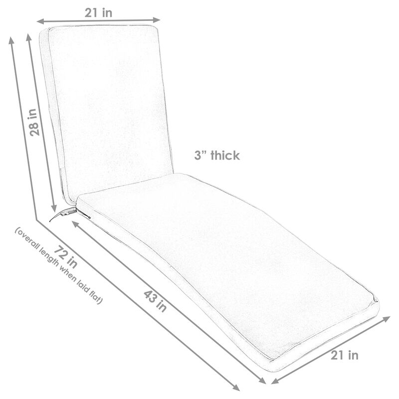 Sunnydaze Indoor/Outdoor Olefin Chaise Lounge Chair Cushion