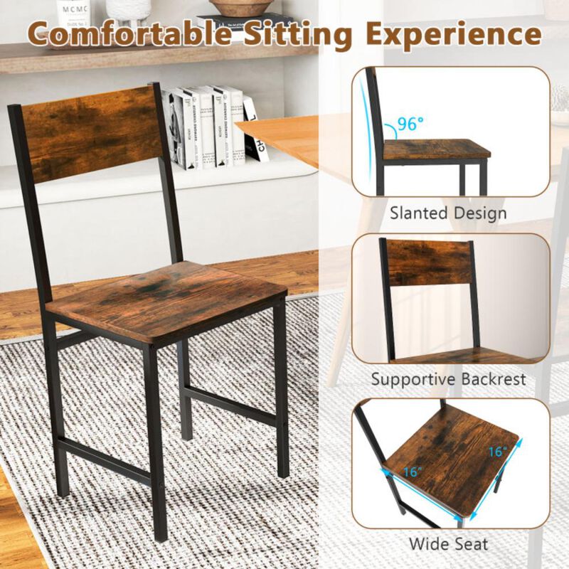 Hivvago Industrial Kitchen Side Chairs Set of 2 with Metal Legs and Slanted Back