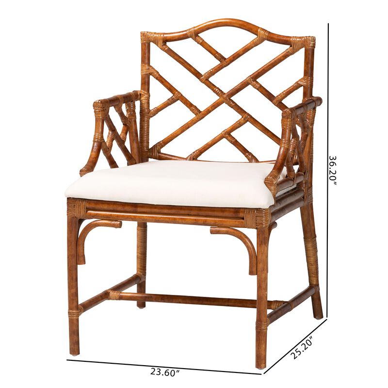 bali & pari Aella Marbled Tortoise Natural Rattan Armchair - Handcrafted Wicker Accent Seating with Open Back image number 8