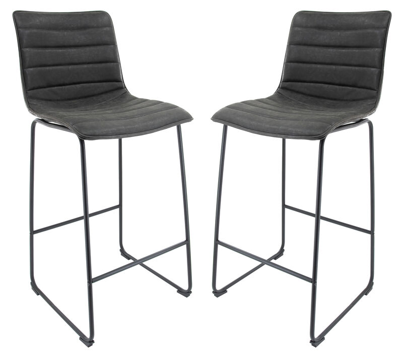 LeisureMod Brooklyn Modern Leather Bar Stool with Footrest