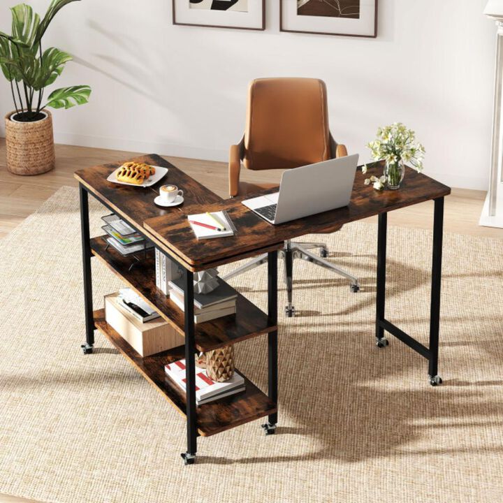 Hivvago 360&deg; Free Rotating Sofa Side Table with Swivel and Sliding Tabletop