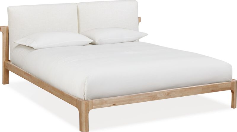Furano California King-size Upholstered Two Cushion Platform Bed in Ginger and Natural Linen