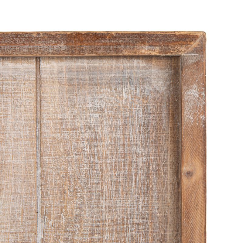 Wide Wood Framed Wall D&eacute;cor with Raised Metal Paddles, Brown Finish image number 6