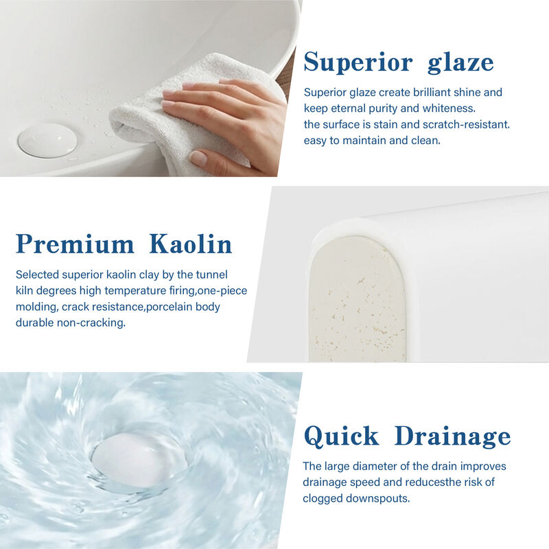 Oval Ceramic Vessel Sink, Modern Minimalist Countertop Vanity Art Basin image number 4