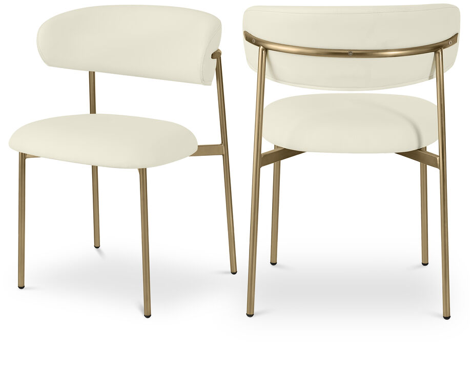 Meridian Furniture Lupita Cream Vegan Leather Dining Chair, Set of 2