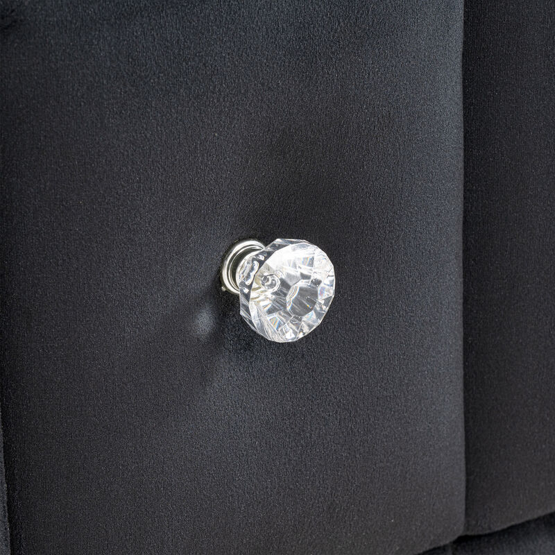 24" Contemporary Black 2-Drawer Nailhead Trim Nightstand End Table