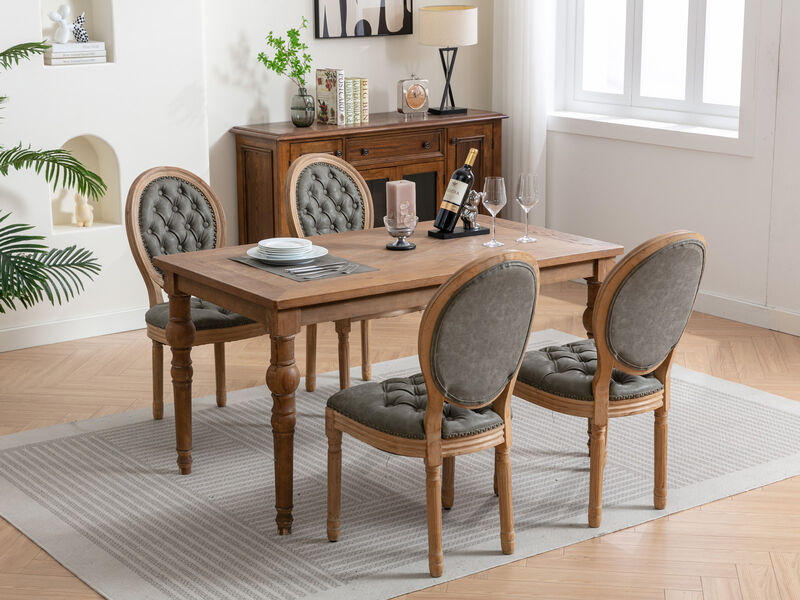 TATEUS Solid Wood PU artificial leather Dining Chair,Set of 2